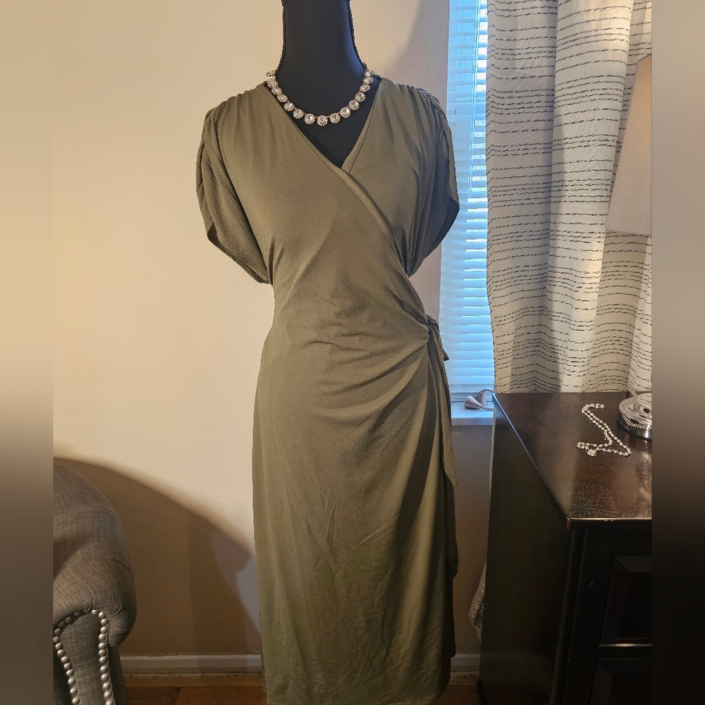 H&M Olive Green Wrap-Style Women’s Dress